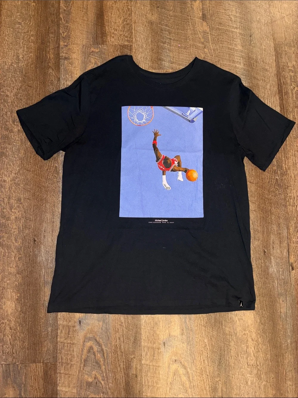 Jordan Black T-Shirt with Blue Basketball Graphic